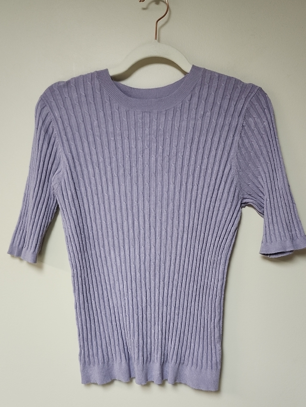 Lilac Ribbed Short-Sleeve Knit Top - Picture 3 of 5